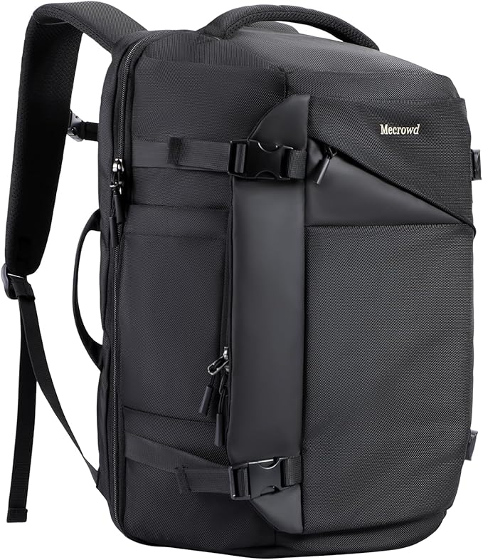 Large Travel Backpack for Men 40L, Carry On Backpack TSA 17.3 Inch Laptop Mochila Flight Approved, Large Business Daypack Waterproof,Carry on bag Weekender College for Men Women, Black