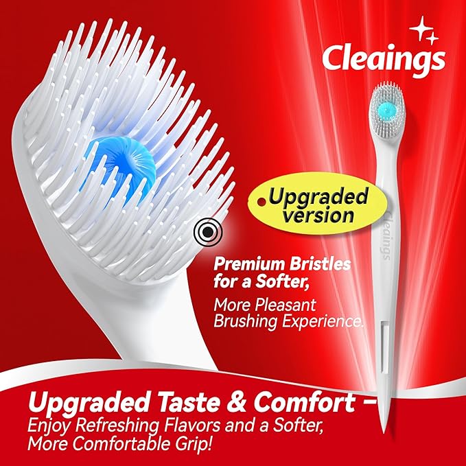 cleaings® Mini Disposable Toothbrush Set with Toothpaste – Travel Essentials, Portable Toothbrush for Women & Men, Camping, Road Trip, Vacation, 24 Count-Ice Strawberry Flavor（Pack of 1）