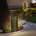 Solar Powered Outdoor Floor, 2 Piece Solar Outdoor Floor Lamps Lanterns Waterproof, Resin Wicker Weather-Resistant Rattan Deck Light for Patio, Lawn, Porch, Garden