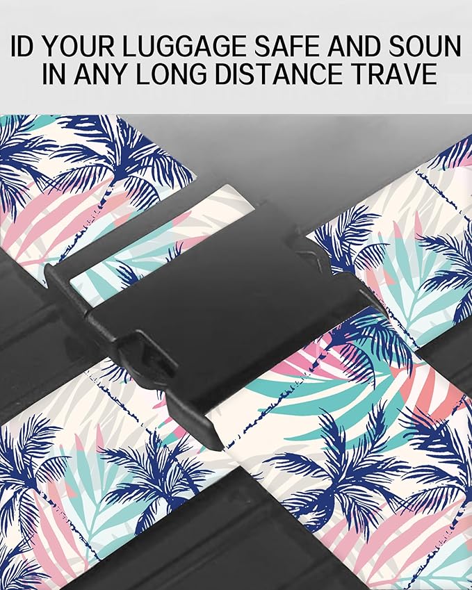 Luggage Straps for Suitcases, Adjustable Travel Belt, Durable Wide Luggage Strap, Cute Suitcase Strap Identifiers with Buckle, Bag Straps for Luggage, Cute Boho Leaf