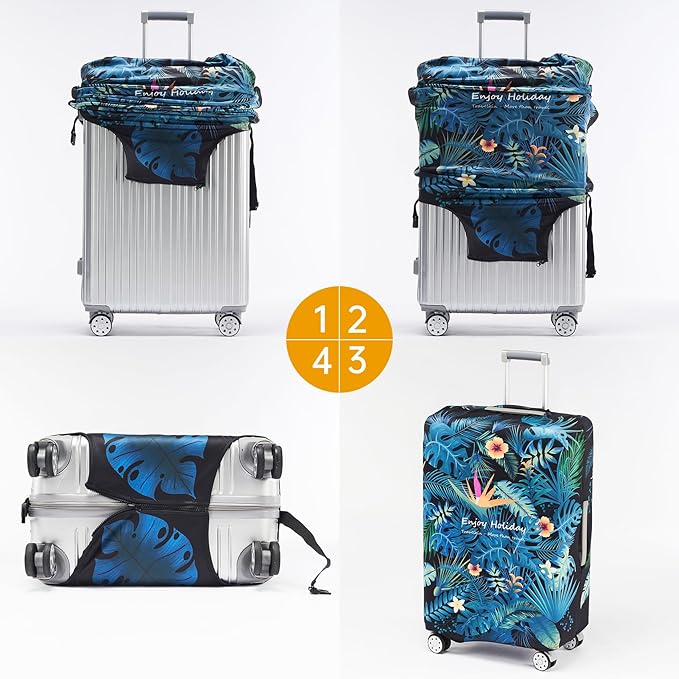 Travelkin Luggage Covers For Suitcase Tsa Approved,Suitcase Cover Protector Fit 18-32 Inch Luggage (Paradise, M)