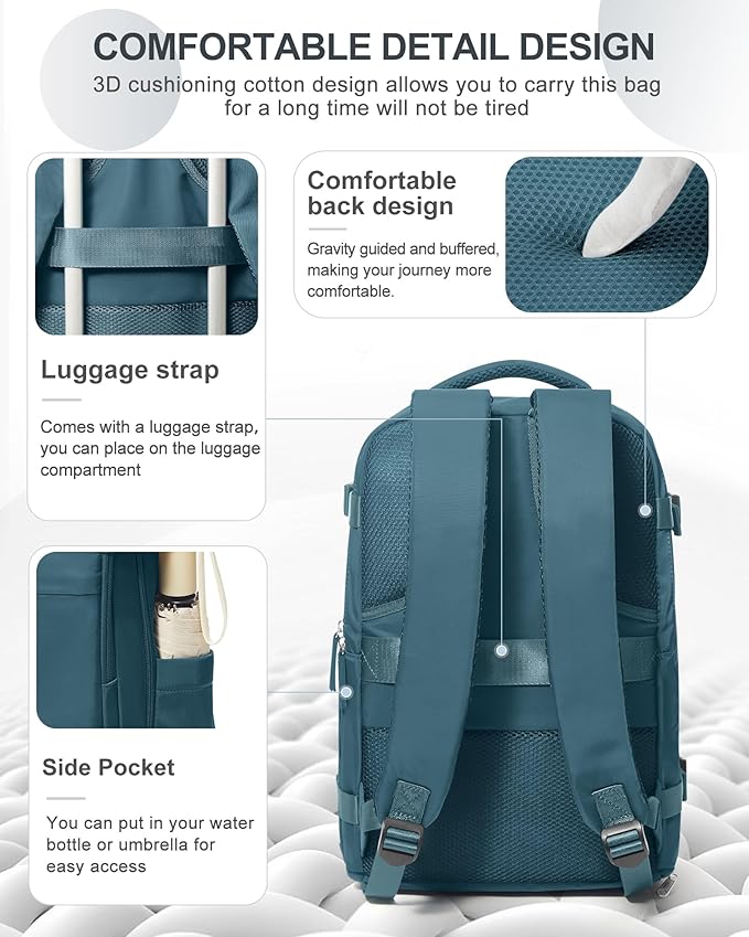 coowoz Travel Backpack Carry On for Women Man Gym Backpack with Laptop Compartment Mochila de Viaje Teacher Personal Item Backpacks Airplane Accessories Must Haves Peacock Blue Small