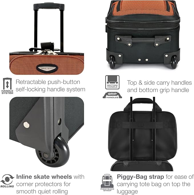 Travel Select Amsterdam Softside Expandable Rolling Luggage Set, 2-Piece Upright Suitcases with 2-Wheel Design, Lightweight Durable Polyester, Burgundy