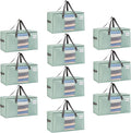 VENO 10 Pack Moving Bags, Comforter and Blanket Storage Bags for Closet, Moving Boxes, Boxes with Lids Alternative, College Dorm Packing Supplies, Foldable Heavy-Duty Tote (Light Green Matte, 10 Pack)
