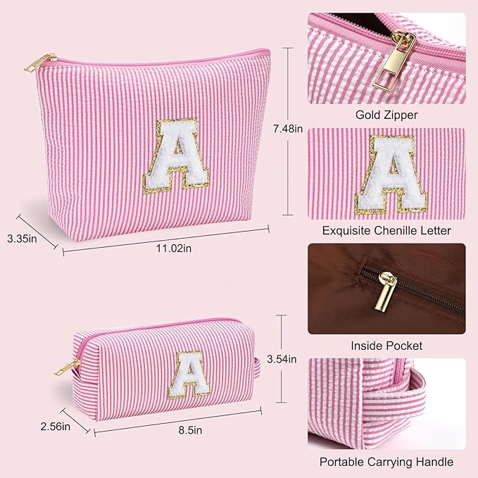 YOOLIFE Personalized Makeup Bag - Initial Cosmetic Bag for Women Travel, Cute Friend Wedding Girlfriend Birthday Gift for Teen Girls 16-18 Q