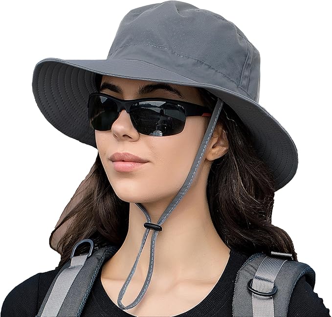 Rosoz Sun Hat for Men Women Boonie Bucket Hat Wide Brim Breathable Cooling Fishing Hats Safari Beach Garden UV Protection