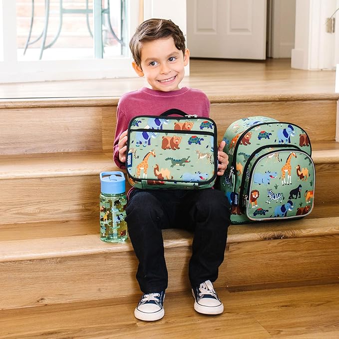 Wildkin Kids Insulated Lunch Box – Durable and Reusable for School & Travel - Wild Animals