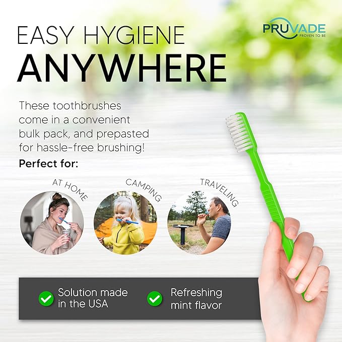12 Pack Disposable Toothbrushes with Toothpaste, Built in - Prepasted Toothbrushes Individually Wrapped |Single Use Waterless Tooth Brush with Soft Bristles for Airbnb, Hotel, Camping, Travel