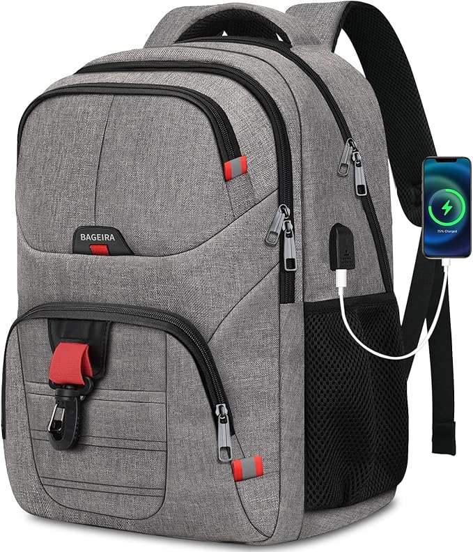 Grey Backpack for Men Women, School Backpack for Boys Girls Teens, Backpacks for School, College Back Pack, Book Bag, Water Resistant Bookbag, Business Work Travel mochilas para hombres