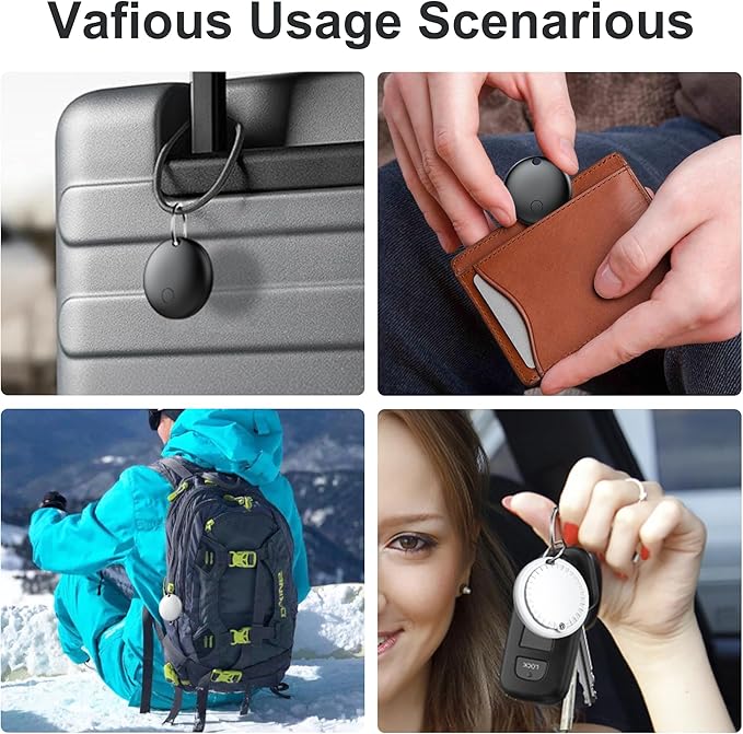Air Tracker Tags-4 Pack, Pet Trackers, Item Locator Tags Works with Apple Find My | iOS Only | 4 Different Cases | Replaceable Battery | Water-Resistant | Item Finder for Key, Luggage, Backpack, Bike