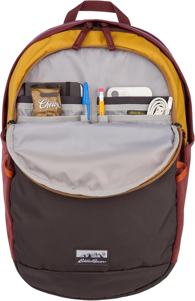 Eddie Bauer 20L Venture Backpack, Hydration and Laptop Compatible Daypack, Redwood/Antique Gold
