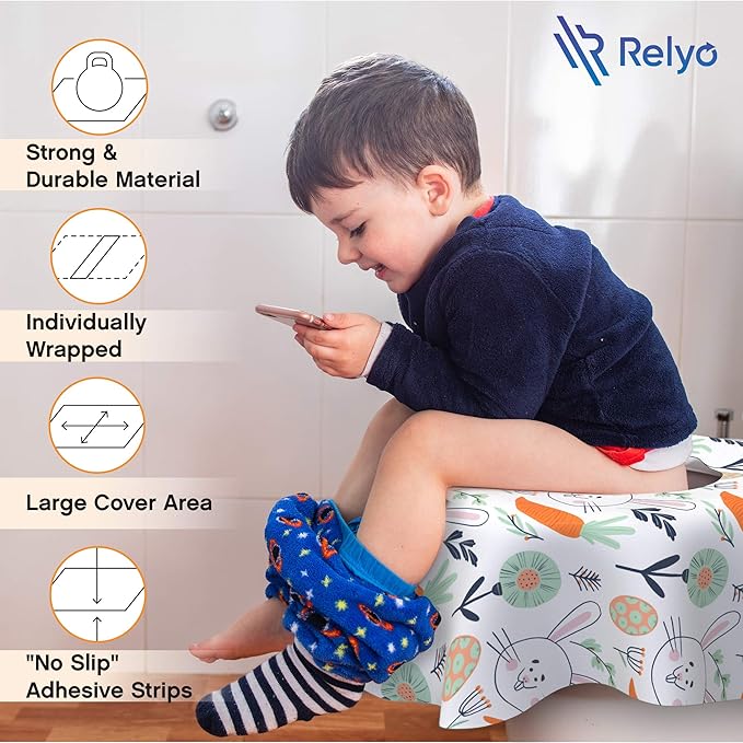 Disposable Toilet Seat Cover for Travel – 20 Pack with Covers Wrapped in Sets of 2, Non-Flushable Liners, Fits Most Seats – Kids, Toddlers, Adults
