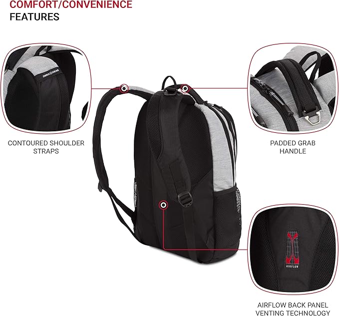 SwissGear Cecil 5505 Laptop Backpack, Heather Grey, 18-Inch