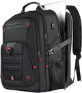 Z-MGKISS Extra Large Travel Backpack, 52L TSA Backpack 17.3 Inch, Anti-Theft 17 Inch Big Business Laptop Backpack for Men & Women, Water Resistant College Rucksack Bag with USB Port, Black