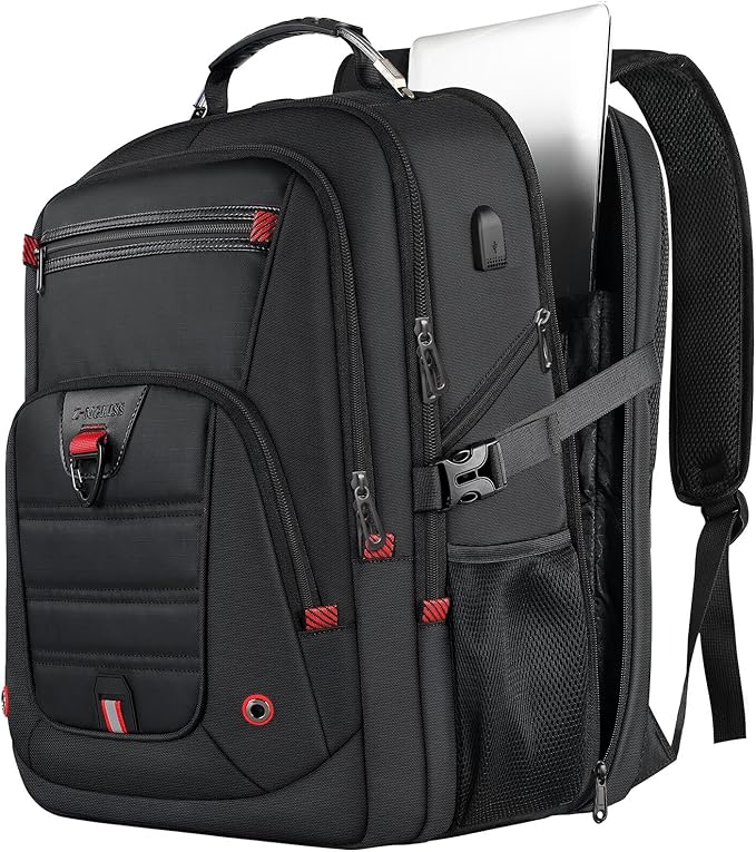 Z-MGKISS Extra Large Backpack for Men, Gaming Laptop Travel Bag Fits 18.4-19" Laptops, TSA Flight-Approved Backpack, Anti-Theft Gym College Business Work Mens Daypack, Black
