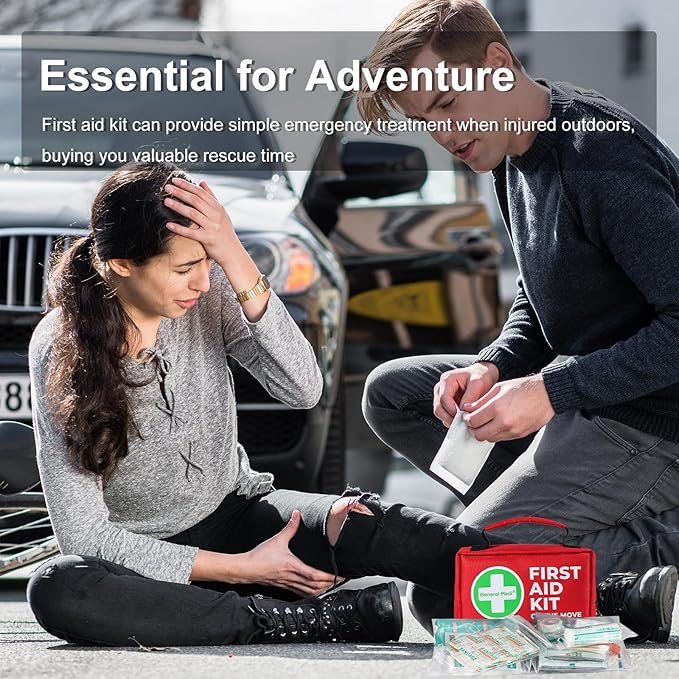 General Medi First Aid Kit - 150 Pieces Small Compact First Aid Kit Bag - Includes Instant Cold Pack, Emergency Blanket for Travel, Home, Office, Vehicle, Camping