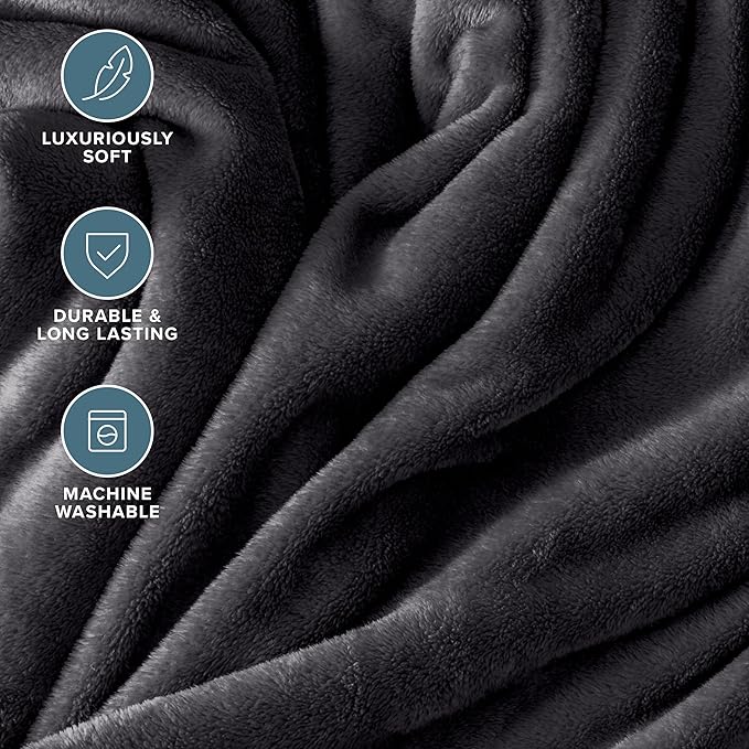 Bare Home Fleece Blanket - Twin/Twin Extra Long - Ultra-Soft Lightweight for Bed, Sofa, and Couch - Luxury Microplush - Cozy Warm Blanket (Twin/Twin XL, Forged Iron Grey)