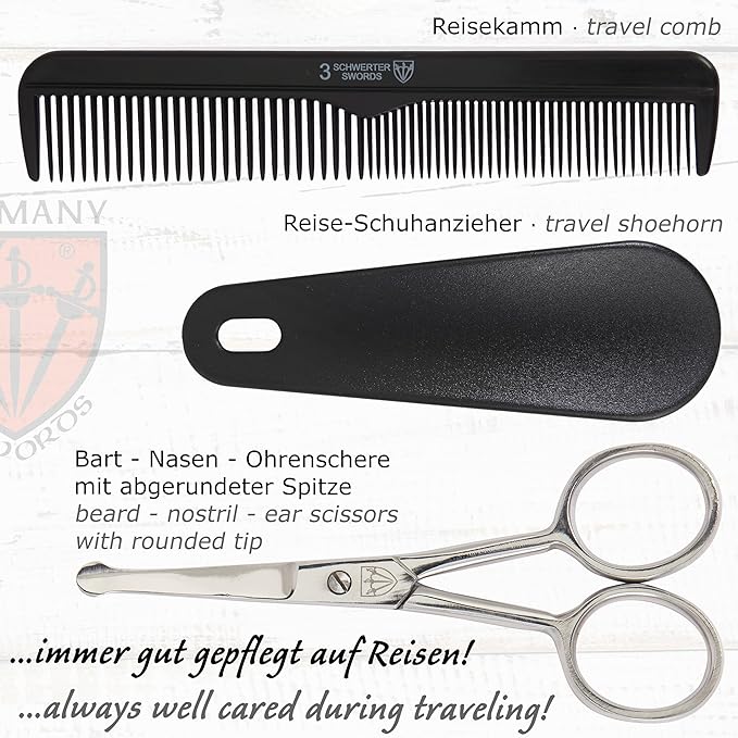3 Swords Germany - brand quality 10 piece manicure pedicure grooming kit set fashion leather case in gift box, travel setMade by 3 Swords