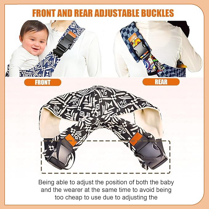 Baby Sling Carrier,Toddler Carrier, 2025 New Baby Sling,Portable and Lightweight Sling,Non-Slip Hip Seat Carrying 10-30lbs(Black and White)