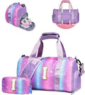 Sister Graduation Gift-Girl Gym Bag with Shoe Compartment, Kid Personalized Weekender Overnight Bags, Initial Travel Tote with Makeup Pouch Valentine's Day Gifts for Kids (Letter I)