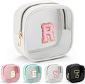 YOOLIFE Initial Make Up Bag Travel Toiletry Bag, Clear Makeup Bag Preppy Cosmetic Bags Organizer Travel Essentials Gifts for Women Teen Girlfriend Teacher Mom Birthday Mothers Day Gifts White R
