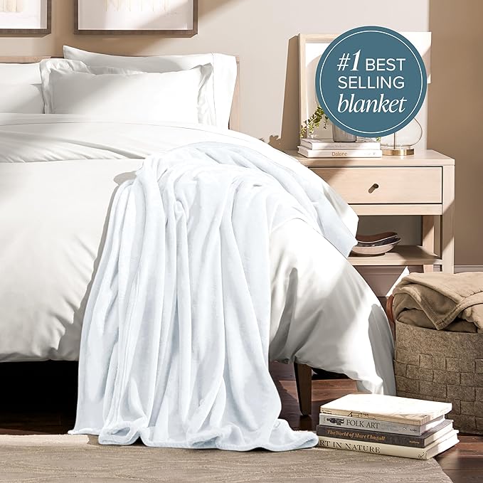 Bare Home Fleece Blanket - Twin/Twin Extra Long - Ultra-Soft Lightweight for Bed, Sofa, and Couch - Luxury Microplush - Cozy Warm Blanket (Twin/Twin XL, White)