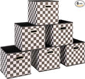 Household Essentials Fabric Storage Bins 6 Piece Set, Checkerboard White and Black