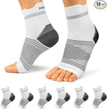 Plantar Fasciitis Sock (6 Pairs) for Men and Women, Compression Foot Sleeves with Arch and Ankle Support (White, Small)