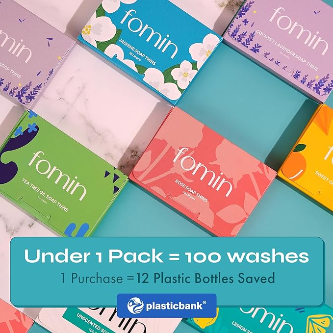 FOMIN - Antibacterial Paper Soap Sheets for Hand Washing - (100 Sheets) Unscented Portable Travel Soap Sheets, Dissolvable Camping Mini Soap, Portable Hand Soap sheet