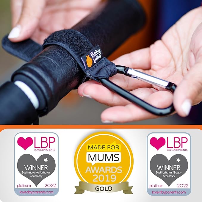 Baby Uma Baby Stroller Hooks for Bags - 4-Pack of Stroller Clips for Diaper Bag, Carry 11 lbs per Stroller Carabiner Clip, Adjustable Stroller Straps, Bag Hook, Universal Stroller Accessories