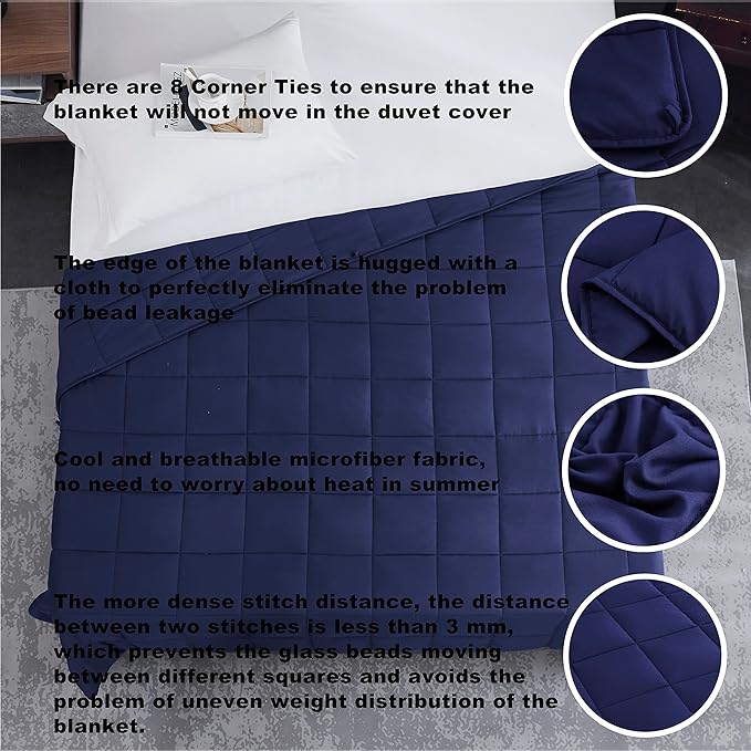 L'AGRATY Weighted Blanket - 60"x80" 17lbs Cooling Breathable Heavy Blanket Microfiber Material with Glass Beads for Adult All-Season Summer Fall Winter Soft Thick Comfort