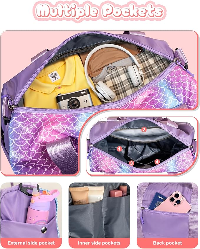 Valentines Day Gifts for Her-Girl Gym Bag with Shoe Compartment, Kid Personalized Weekender Overnight Bags, Initial Travel Tote with Makeup Pouch, Girls Kids Easter Gift (Letter V)
