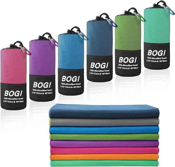 BOGI Microfiber Travel Sports Towel-Quick Dry Towel, Soft Lightweight Microfiber Camping Towel Absorbent Compact Travel Towel for Camping Gym Beach Bath Yoga Swimming Backpacking (M:40''x20''-Blue)