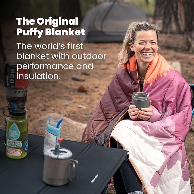 Rumpl Original Puffy Blanket - Warm, Water-Resistant Camping Blanket with 100% Recycled Synthetic Insulation, 52"x75", Original Puffy V2, Olympic Fog