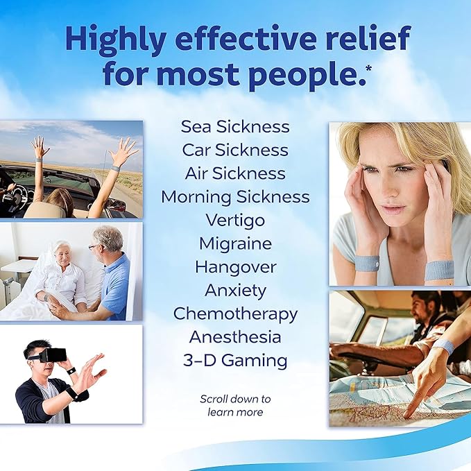 Sea-band Anti-Nausea Acupressure Wristband for Motion & Morning Sickness, 1 Pair, Black