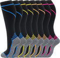 fenglaoda 8 Pairs Compression Socks for Men & Women 20-30 mmHg Knee High Nurse Pregnant Running Medical and Travel Athletic