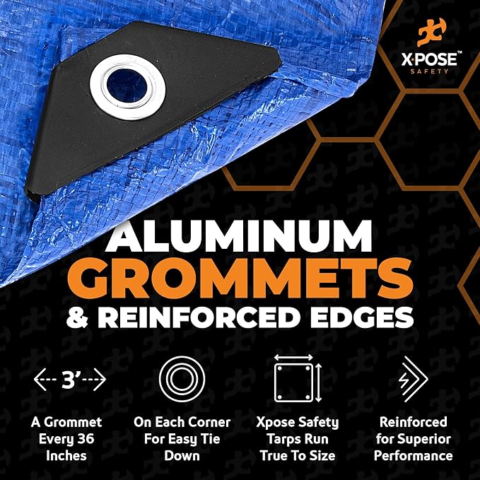 Better Blue Poly Tarp 100' x 100' - Multipurpose Protective Cover, Lightweight, Durable, Waterproof, Weather Proof - 5 Mil Thick Polyethylene - by Xpose Safety