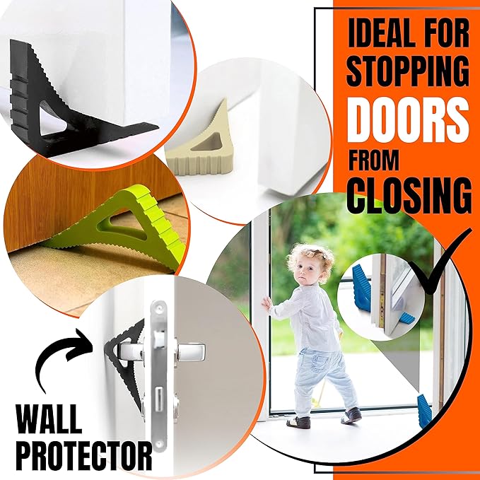 Door & Window Stopper - Flexible Rubber Door Stop, Award-Winning Wedge, Decorative Bottom Security, Colorful Large Doorstop