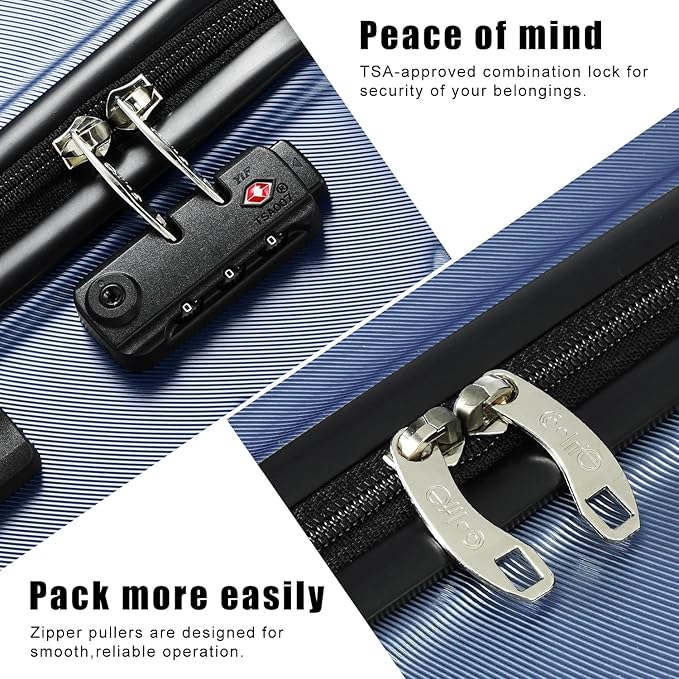 Coolife Luggage Suitcase Carry-on Spinner TSA Lock USB Port Expandable (only 28’’) Lightweight Hardside Luggage (Gray, 3 piece set)