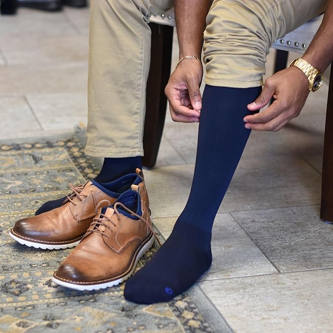 Medical Grade Compression Socks for Men & Women 15-20 mmHg by OrthoSleeve (Navy, Medium)