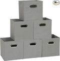 Household Essentials 84-1 Foldable Fabric Storage Bins Set of 6 Cubby Cubes with Handles Gray (Pack of 6)