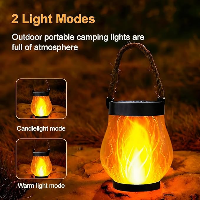 Kaliqo Solar Lantern Outdoor Lights Solar Lantern Waterproof Flickering Flame Hanging Lanterns for Patio Yard Garden Decor (1 Pcs)