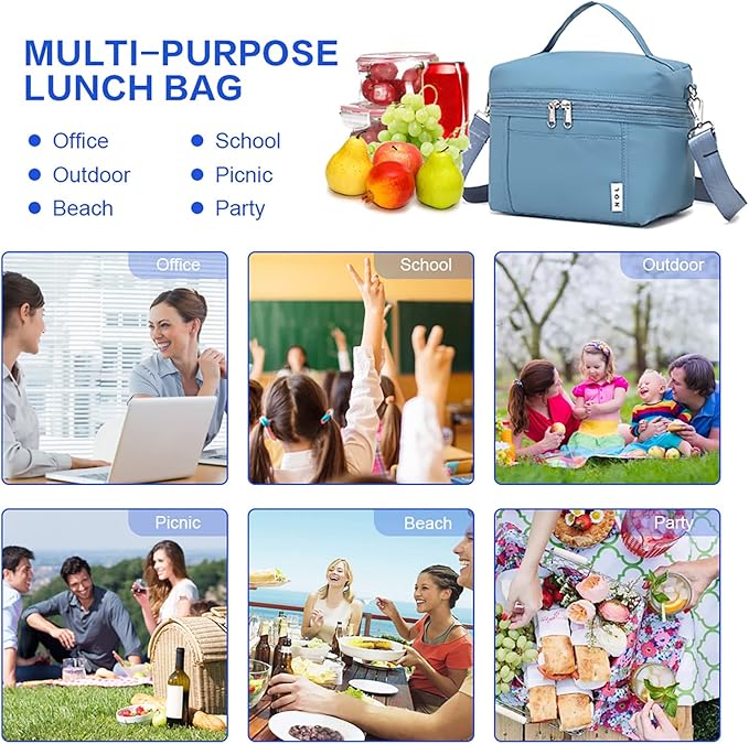 NOL Natural Organic Lifestyle Insulated Lunch Bags for Women Cooler Bag Lightweight Nylon Waterproof Lunch Box For Work