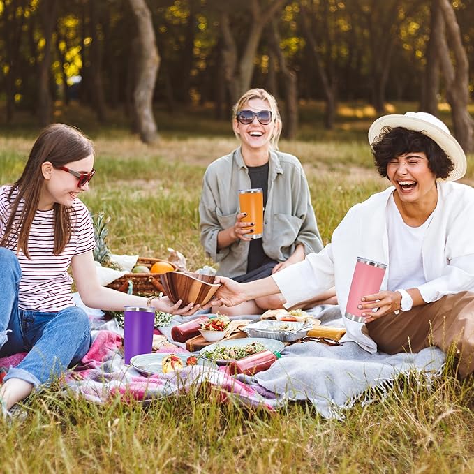 20oz Tumbler Bulk Stainless Steel Tumbler Cup with Lid Vacuum Insulated Double Wall Travel Mug, Durable Powder Coated Travel Coffee Tumbler Mug for Hot & Cold Drinks, Purple,8 Pack