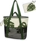 Beach Bag with Zipper - 8 Pockets Sandproof Beach Tote Bag for Women,Foldable Lightweight Family Swim Bag Vacation