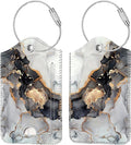 Fintie Luggage Tags, Privacy Cover ID Label with Stainless Steel Loop and Address Card for Travel Bag Suitcase - Cloudy Marble (2 Piece)