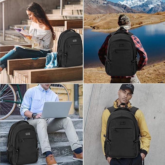 ANKUER Backpacks for Men Women, Backpack Fits Up 15.6 in Laptop Backpack for Travel, Backpacks with USB Charging Port, Work Business Backpack for School (Black)