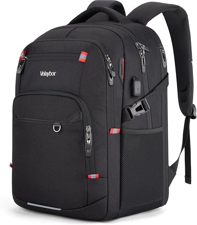48L Expandable Laptop Backpack, Anti-thief Travel Backpack with USB Charging Port, Airline Approved Business Waterproof Carry on Luggage, Fits 17.3" Laptop for Men Women