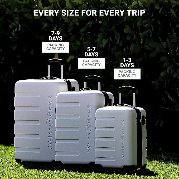 SwissGear 7366 Hardside Expandable Luggage with Spinner Wheels, Evening Haze, 3-Piece Set (19/23/27)