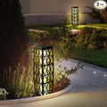 Solar Powered Outdoor Floor, 2 Piece Outdoor Floor Lamps, Solar Lanterns Waterproof, Resin Wicker Weather-Resistant Rattan Deck Light for Patio, Lawn, Porch, Garden